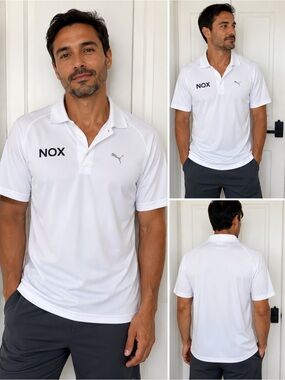 Puma White NOX Logo Performance Polo